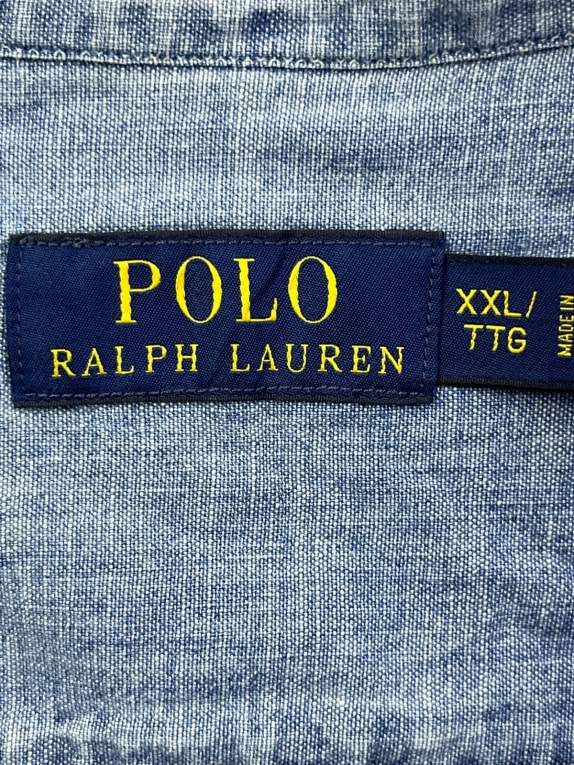 POLO RALPH LAUREN CAMICIA CLASSIC WASHED BLUE UOMO PRE OWNED XXL