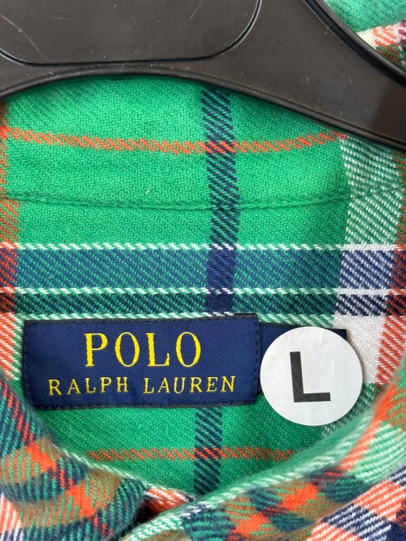 POLO RALPH LAUREN ΠΟΥΚΑΜΙΣΟ ΦΑΝΕΛΑ ΚΛΑΣΙΚΟ ΠΡΑΣΙΝΟ ΚΑΡΟ ΑΝΤΡΙΚΟ PRE OWNED L