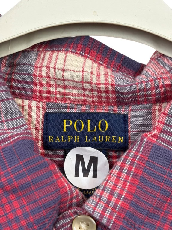 POLO RALPH LAUREN CAMICIA A QUADRI CLASSIC ROSSA BLU UOMO PRE OWNED M