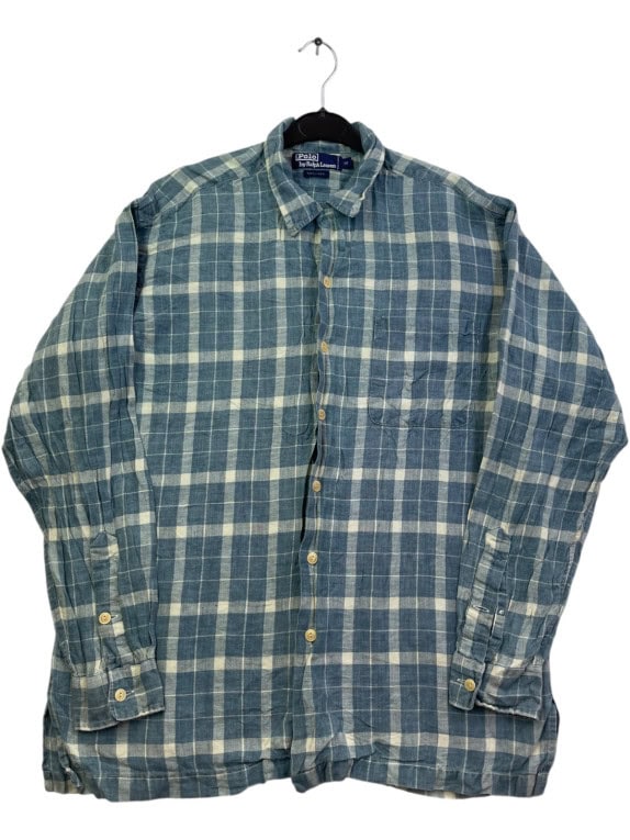 POLO RALPH LAUREN ΠΟΥΚΑΜΙΣΟ ΚΑΡΟ CLASSIC ΜΠΛΕ ΑΝΤΡΙΚΟ PRE OWNED M