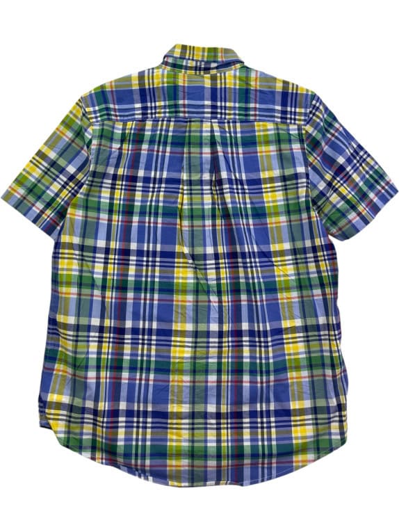 POLO RALPH LAUREN SHORT SLEEVE SHIRT PLAID BLUE MEN PRE OWNED M