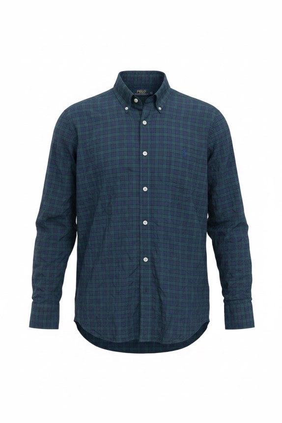POLO RALPH LAUREN ΠΟΥΚΑΜΙΣΟ ΚΑΡΟ NAVY ΠΡΑΣΙΝΟ ΑΝΤΡΙΚΟ PRE OWNED M
