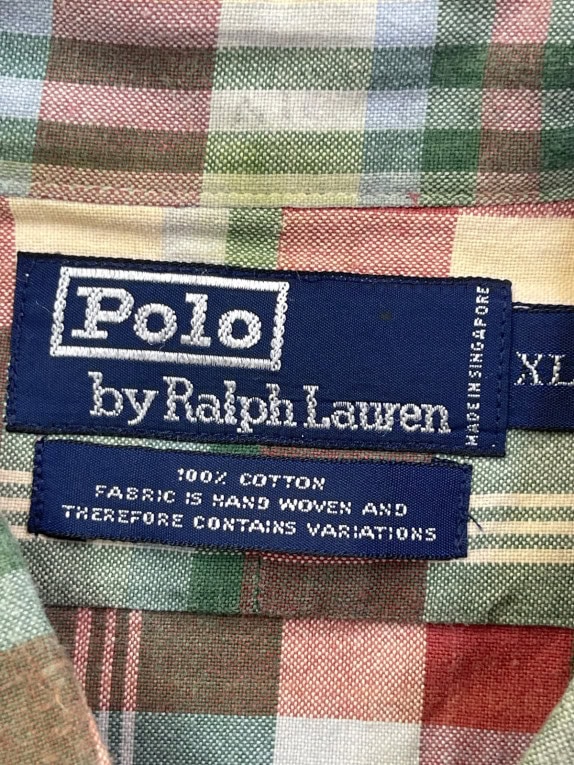 POLO RALPH LAUREN ΠΟΥΚΑΜΙΣΟ ΚΛΑΣΙΚΟ ΚΑΡΟ ΠΡΑΣΙΝΟ ΚΟΚΚΙΝΟ ΑΝΤΡΙΚΟ PRE OWNED XL