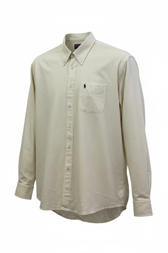 POLO RALPH LAUREN CAMICIA BUTTON DOWN CLASSICA OFF WHITE UOMO PRE OWNED XXL