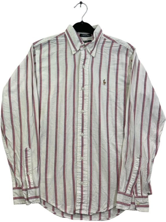 POLO RALPH LAUREN ΠΟΥΚΑΜΙΣΟ ΚΛΑΣΙΚΟ OFF WHITE ΜΠΟΡΝΤΟ ΡΙΓΕ ΑΝΤΡΙΚΟ PRE OWNED S