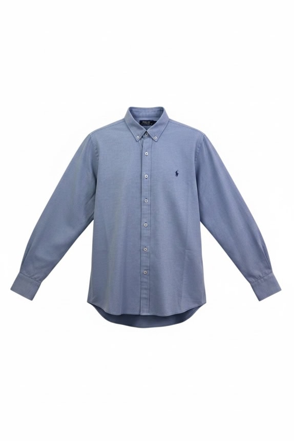 POLO RALPH LAUREN CAMICIA OXFORD CON LOGO RICAMATO BLU UNISEX XL