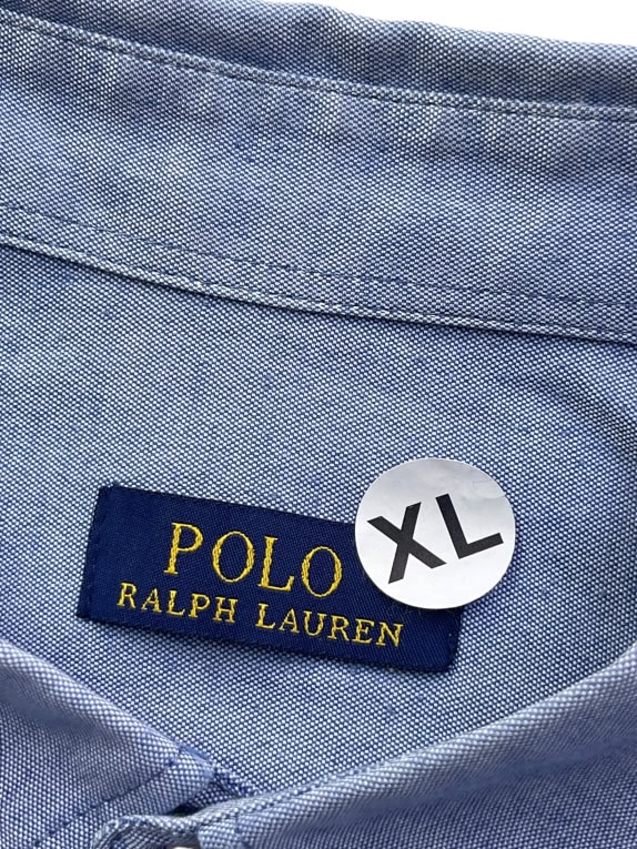 POLO RALPH LAUREN OXFORD SHIRT EMBROIDERED LOGO BLUE UNISEX XL