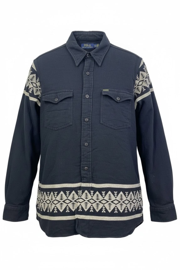 POLO RALPH LAUREN CAMICIA RETRO NAVY UOMO PRE OWNED M