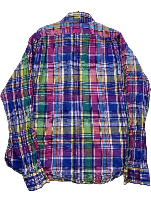 POLO RALPH LAUREN SHIRT SEA SOFT LINEN CHECKED MULTICOLOR UNISEX L