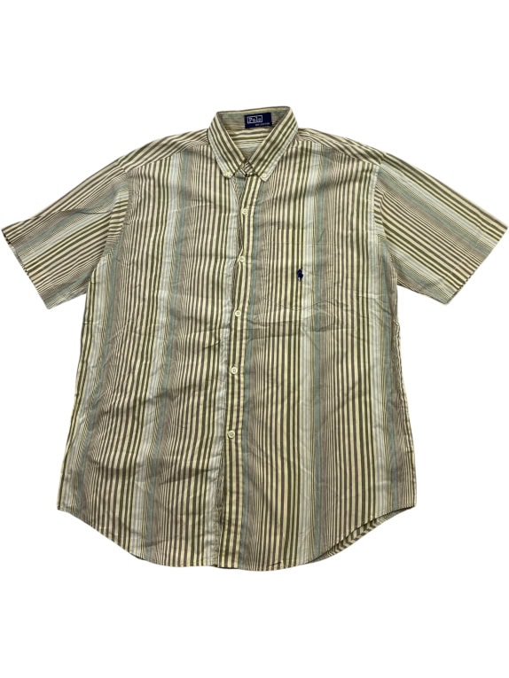 POLO RALPH LAUREN SHIRT VINTAGE EMBROIDERED LOGO STRIPED MEN'S L