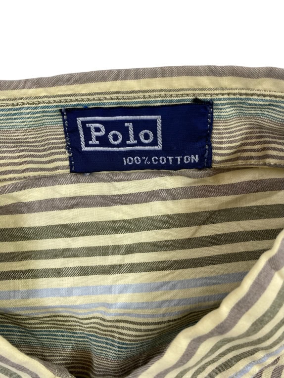 POLO RALPH LAUREN SHIRT VINTAGE EMBROIDERED LOGO STRIPED MEN'S L