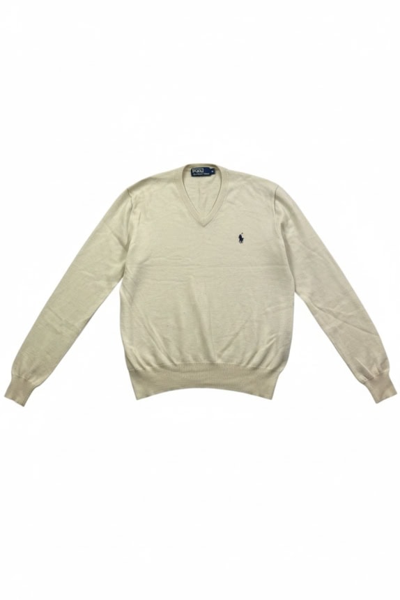 POLO RALPH LAUREN ΠΟΥΛΟΒΕΡ V-NECK CLASSIC ΛΟΓΟΤΥΠΟ PONY ΕΚΡΟΥ ΑΝΔΡΙΚΟ M