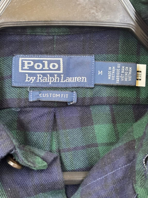 POLO RALPH LAUREN SHIRT CHECKED NAVY GREEN MEN PRE OWNED M