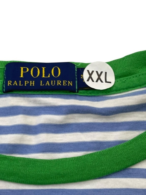 POLO RALPH LAUREN T SHIRT CLASSIC ΡΙΓΕ ΜΠΛΕ ΛΕΥΚΟ ΑΝΤΡΙΚΟ PRE OWNED XXL
