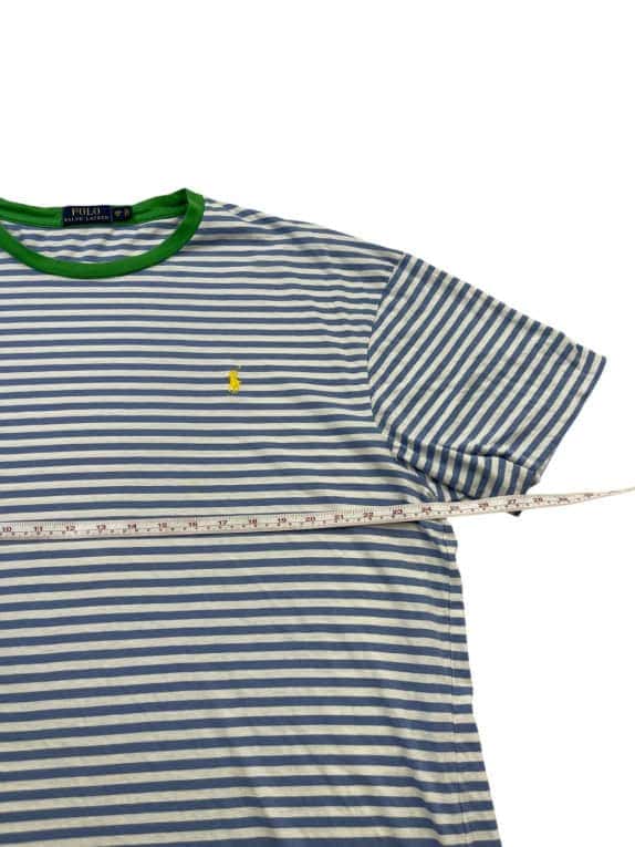 POLO RALPH LAUREN T SHIRT CLASSIC ΡΙΓΕ ΜΠΛΕ ΛΕΥΚΟ ΑΝΤΡΙΚΟ PRE OWNED XXL