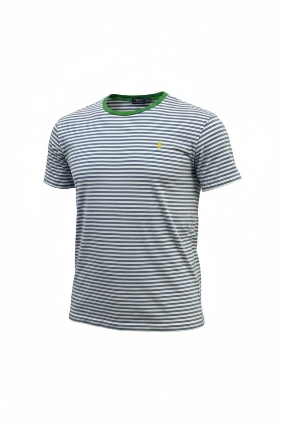 POLO RALPH LAUREN T SHIRT CLASSIC STRIPED BLUE WHITE MEN PRE OWNED XXL