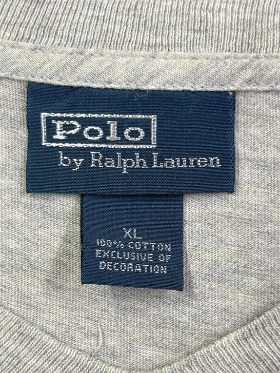 Polo Ralph Lauren T-Shirt Γκρι V-Neck Logo Βαμβακερό Size XL