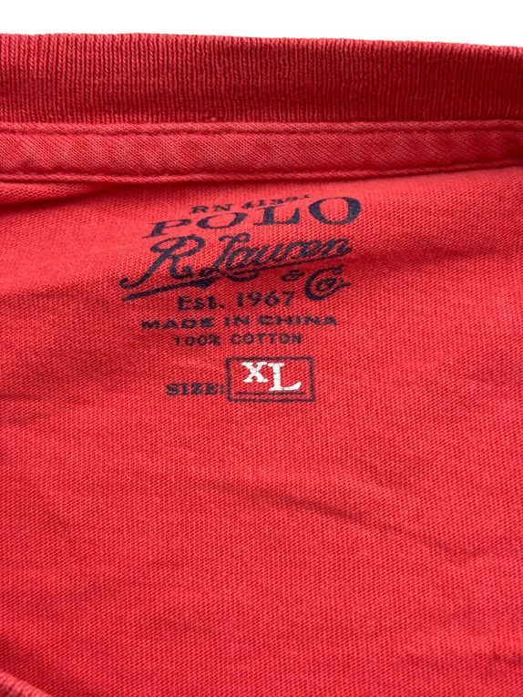 POLO RALPH LAUREN T-SHIRT ΜΕ ΤΣΕΠΗ ΚΑΙ LOGO ΚΟΚΚΙΝΟ UNISEX XL