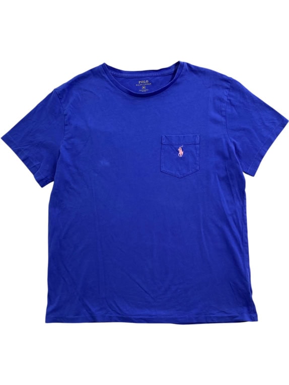 POLO RALPH LAUREN T SHIRT ΜΕ ΤΣΕΠΗ ΚΕΝΤΗΤΟ ΛΟΓΟΤΥΠΟ ΜΠΛΕ ROYAL UNISEX MEDIUM preowned