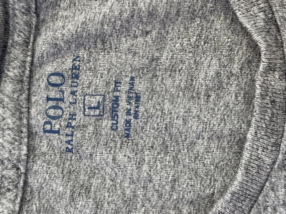 POLO RALPH LAUREN T SHIRT MINIMAL GREY MEN PRE OWNED L