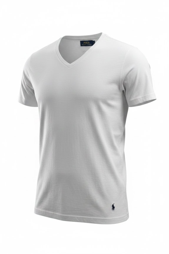 POLO RALPH LAUREN T-SHIRT CON SCOLLO A V CON LOGO RICAMATO BIANCO UNISEX MEDIUM