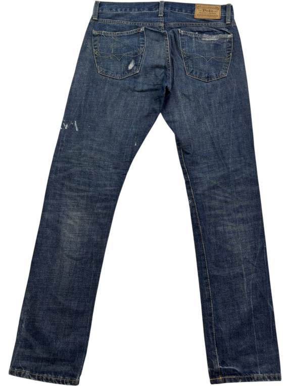 POLO RALPH LAUREN ΤΖΙΝ ΠΑΝΤΕΛΟΝΙ DISTRESSED ΜΠΛΕ ΑΝΤΡΙΚΟ L pre-owned