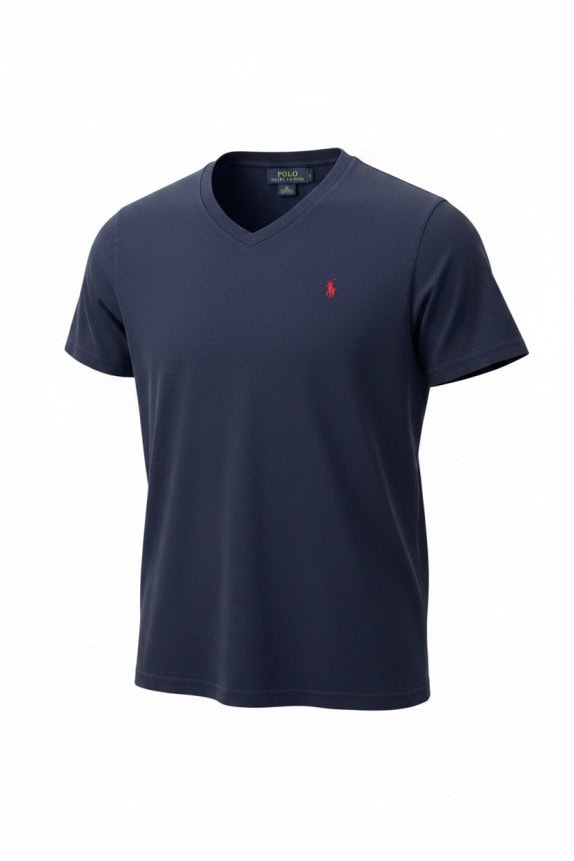 POLO RALPH LAUREN T SHIRT SCOLLO V CLASSIC NAVY UOMO PRE OWNED L