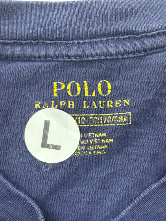 POLO RALPH LAUREN T SHIRT SCOLLO V CLASSIC NAVY UOMO PRE OWNED L