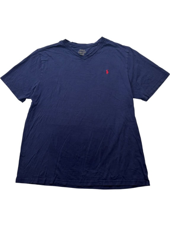 POLO RALPH LAUREN T SHIRT SCOLLO V CLASSIC NAVY UOMO PRE OWNED L