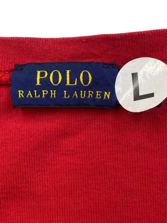 POLO RALPH LAUREN V NECK T SHIRT ΚΛΑΣΙΚΟ ΚΟΚΚΙΝΟ ΓΥΝΑΙΚΕΙΟ PRE OWNED L