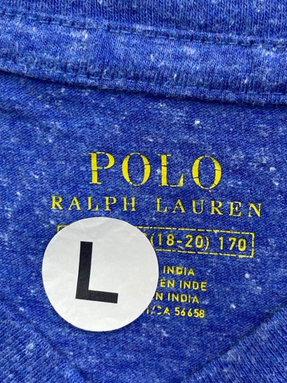 POLO RALPH LAUREN V NECK T SHIRT MINIMAL ΜΠΛΕ ΑΝΤΡΙΚΟ PRE OWNED L