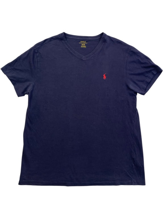 POLO RALPH LAUREN T SHIRT SCOLLO V MINIMAL NAVY UOMO PRE OWNED M