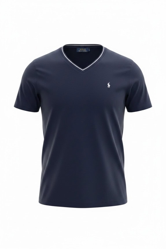 POLO RALPH LAUREN V NECK T SHIRT MINIMAL NAVY ΑΝΤΡΙΚΟ PRE OWNED L