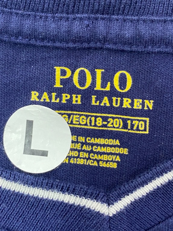 POLO RALPH LAUREN V NECK T SHIRT MINIMAL NAVY ΑΝΤΡΙΚΟ PRE OWNED L