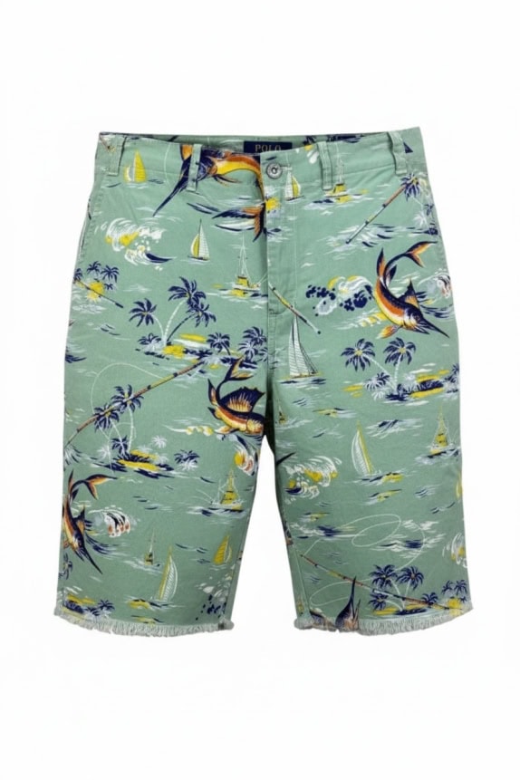 POLO RALPH LAUREN Bermuda chino vintage con stampa Aloha menta unisex taglia 18