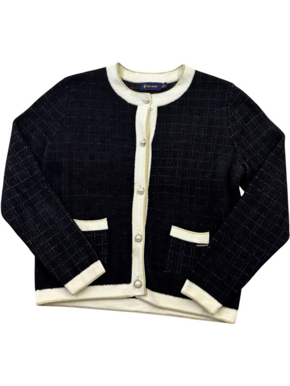 POLO SPORT KNIT CARDIGAN COLLEGIATE BLACK MEN PRE OWNED M