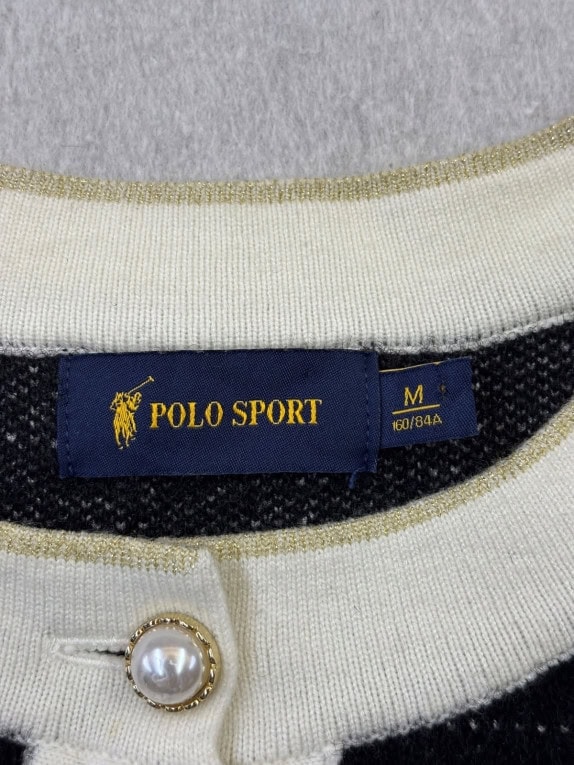 POLO SPORT KNIT CARDIGAN COLLEGIATE BLACK MEN PRE OWNED M