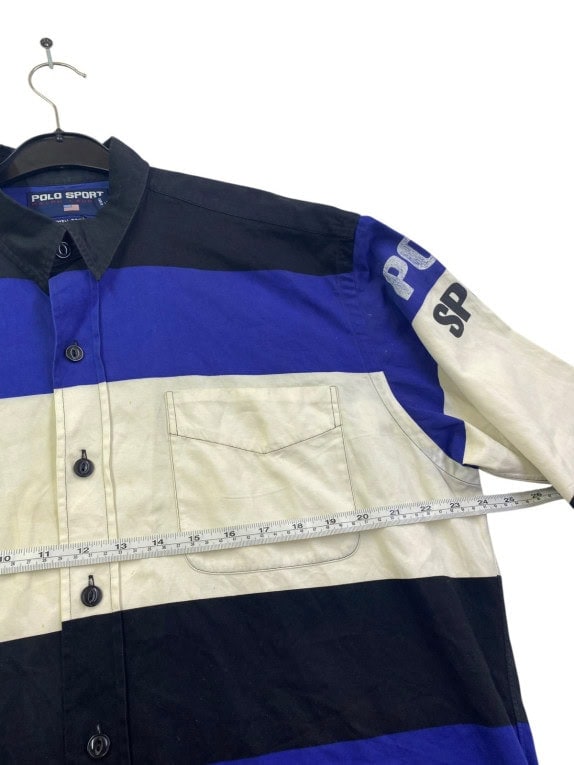 POLO SPORT RALPH LAUREN CAMICIA VINTAGE SPORTSWEAR BLU NERO CREMA UOMO PRE OWNED L