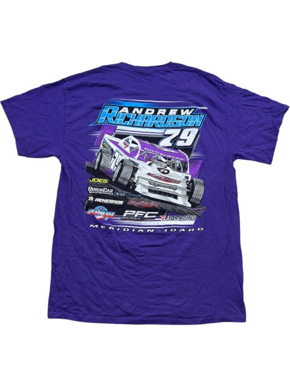 PORT AND COMPANY T SHIRT GRAFICA RACING VIOLA UNISEX PRE OWNED L