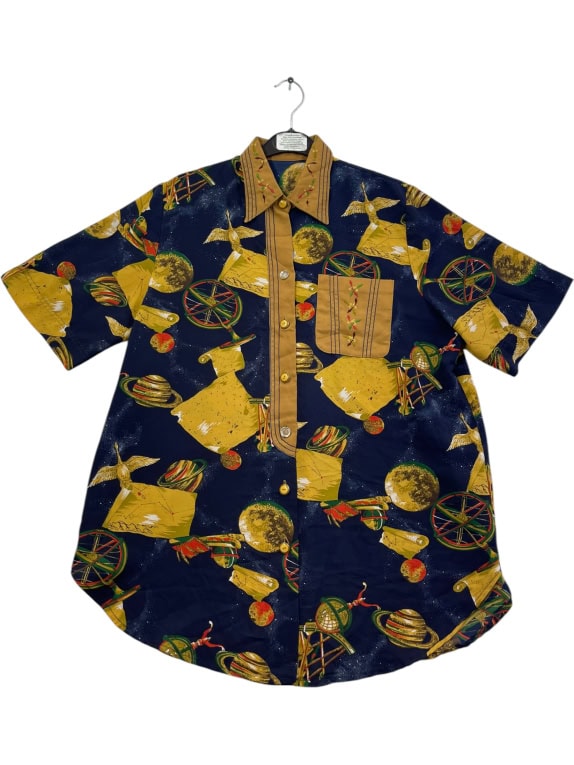 Retro All-over Astronomy Print Shirt Blue UNISEX M