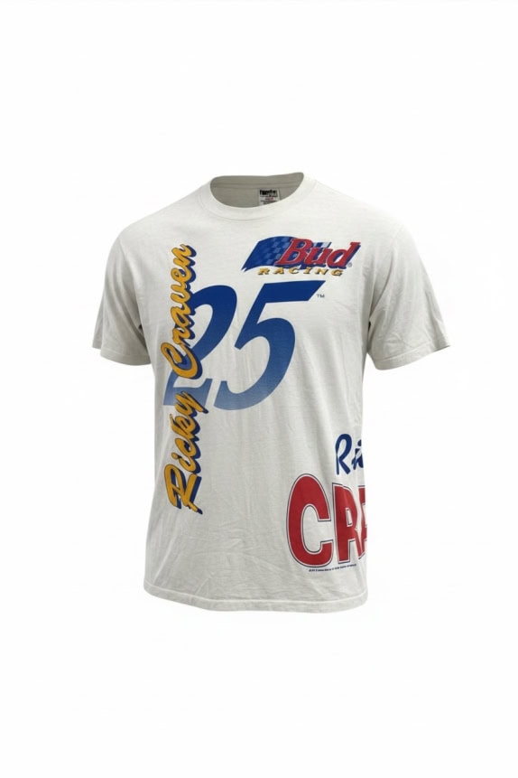 POWERPRO BY ONEITA T SHIRT RICKY CRAVEN BUD RACING VINTAGE WHITE UNISEX XL pre-owned