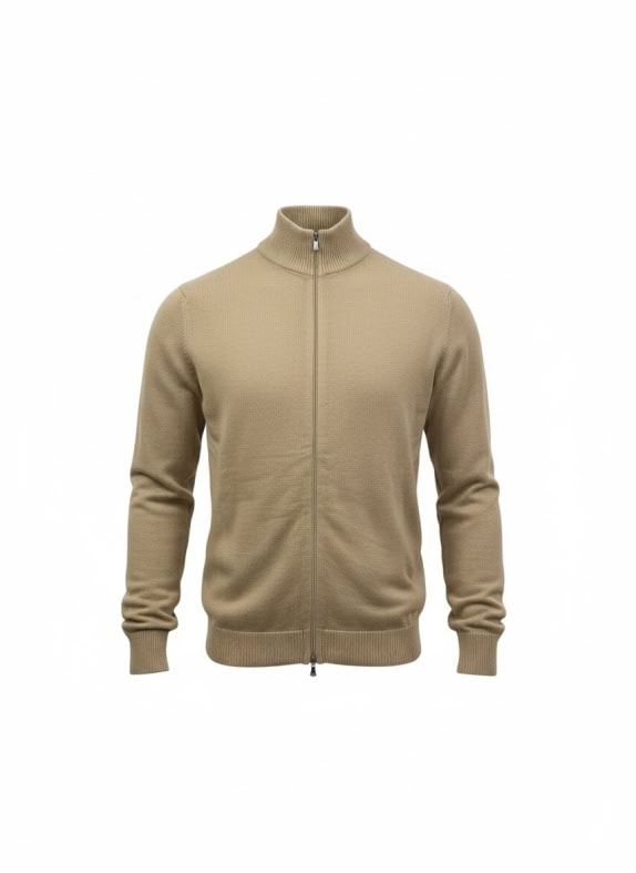 PRADA Ζακέτα Πλεκτή Full Zip Cotton Made in Italy Μπεζ Ανδρική L