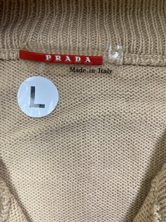 PRADA Ζακέτα Πλεκτή Full Zip Cotton Made in Italy Μπεζ Ανδρική L