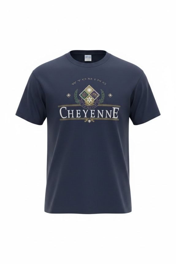PRAIRIE MOUNTAIN T-SHIRT WYOMING CHEYENNE LOGO ΜΠΛΕ UNISEX L