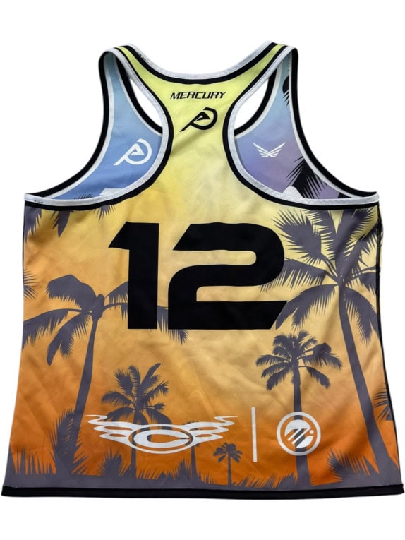PRANA ATHLETIC TANK TOP SPORTSWEAR GRAPHIC YELLOW ORANGE WOMEN PRE OWNED M