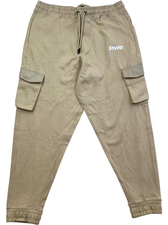PULL&BEAR CARGO SWEATPANTS STWD LOGO BEIGE UNISEX XL