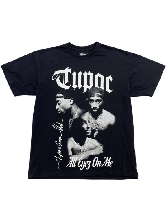 PULL&BEAR 2PAC "ALL EYEZ ON ME" GRAPHIC T-SHIRT BLACK UNISEX M