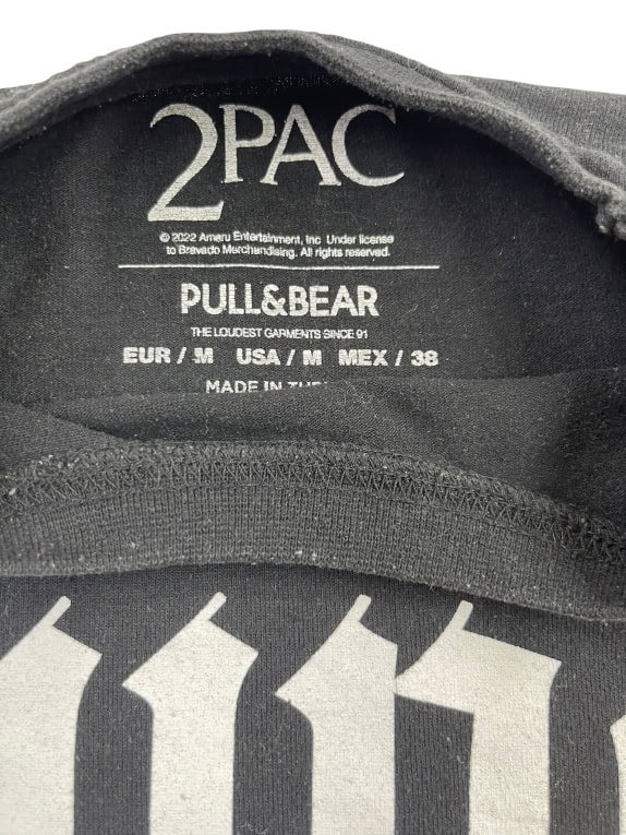 PULL&BEAR 2PAC "ALL EYEZ ON ME" GRAPHIC T-SHIRT BLACK UNISEX M