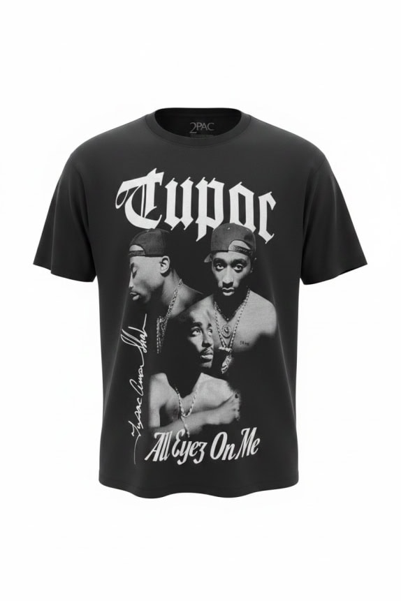 PULL&BEAR T-SHIRT 2PAC 'ALL EYEZ ON ME' NERO UNISEX L