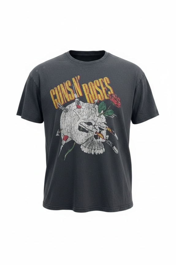 PULL&BEAR T-SHIRT GUNS N' ROSES BIG LOGO GRAPHIC ΜΑΥΡΟ UNISEX M